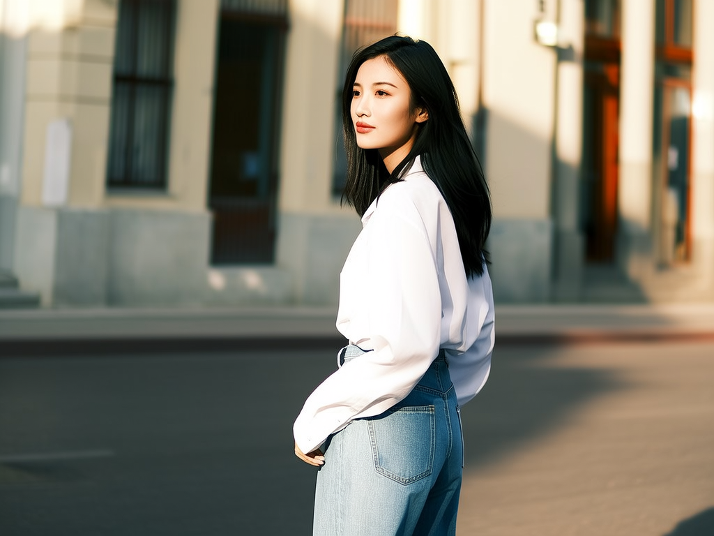 肤白，貌美，大长腿，牛仔裤