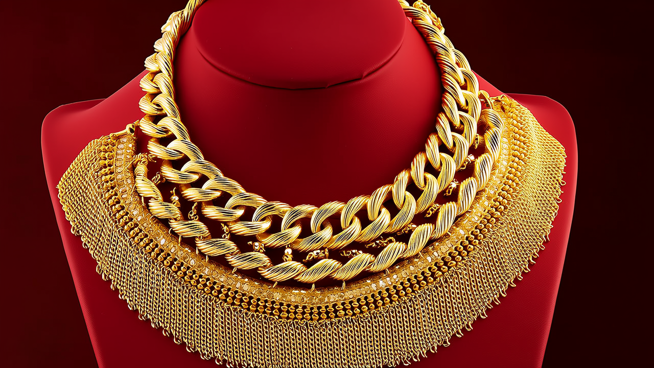 黄金大项链图片